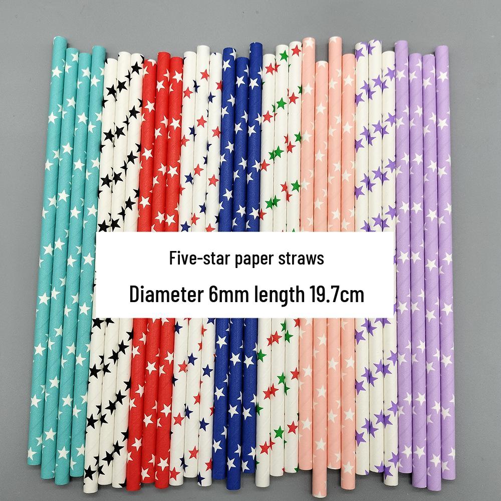100 Biodegradable Striped Paper Straws - Colorful Drink Party Decorations