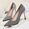 Fashion Point-toe Women's Sandals Nightclub Show Thin Stiletto Women's Single Shoes Rhinestone Sequin High-heeled Shoes