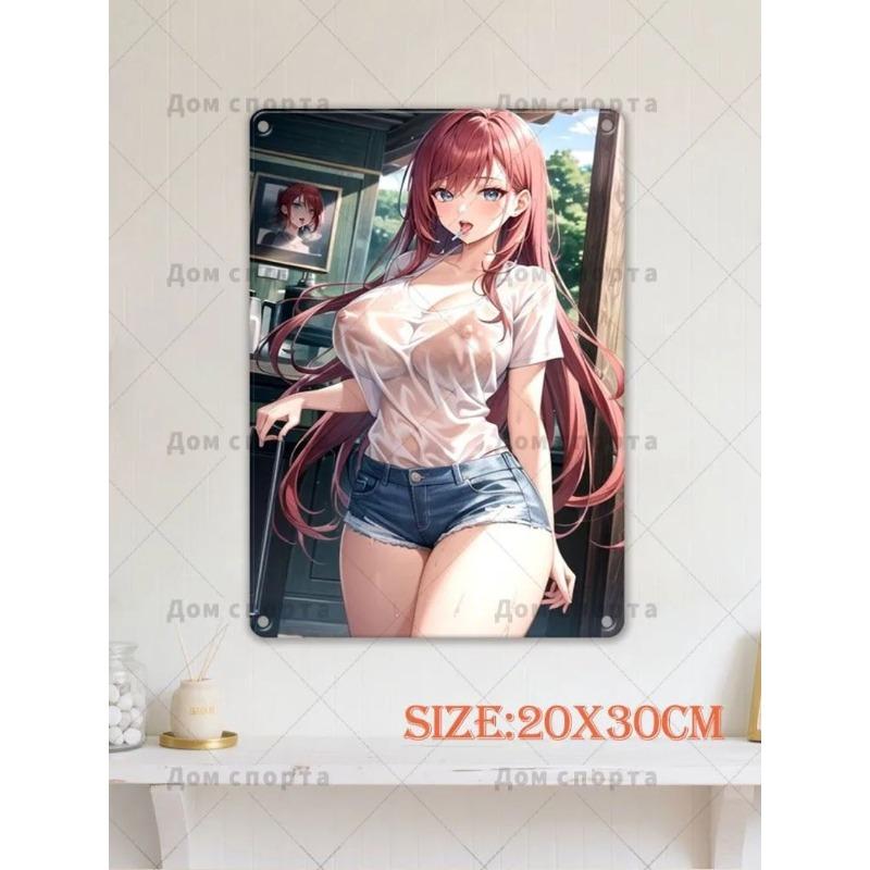 Anime Girl Metal Wall Art, Door Wall Decor 30x20cm