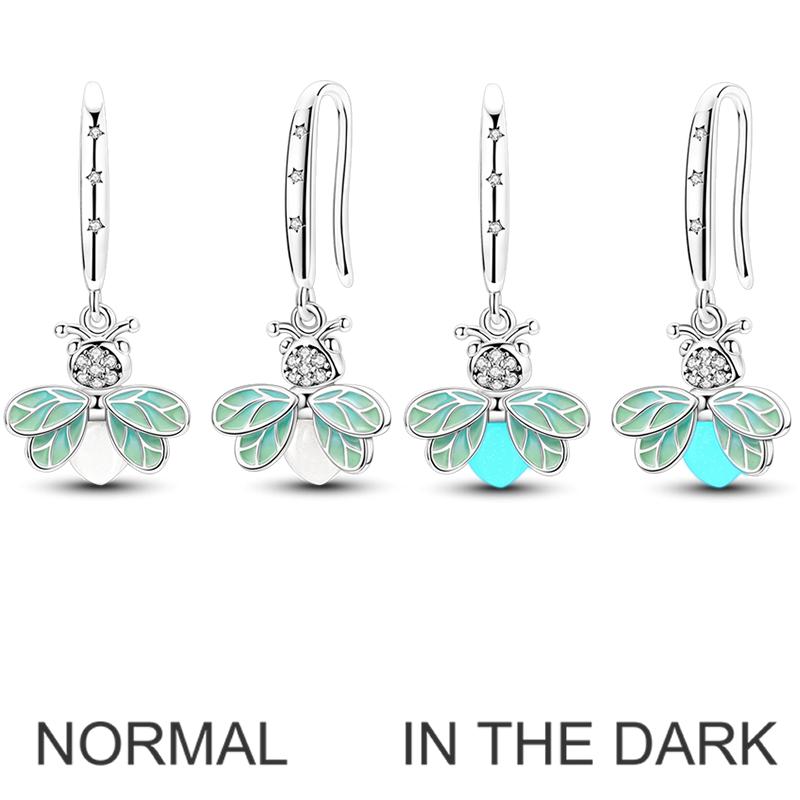 Sparkling Woman Hoop Earring 925 Silver CZ Zircon Firefly Butterfly Clover Ear Stud Earrings Jewelry Anniversary Gift