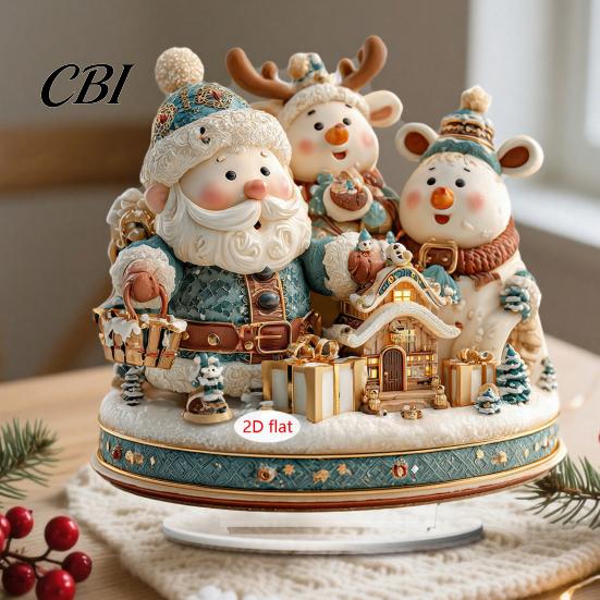 Christmas Tabletop Ornaments Candle Ornament, 2D Flat Acrylic Ornament with Base, Tree Decorations Snowman Reindeer Festive Table Centerpiece