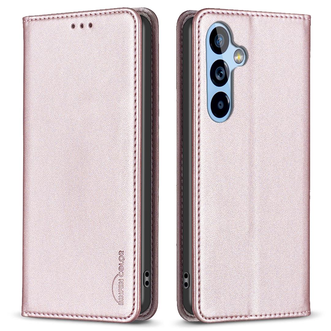 

BINFEN COLOR BF18 PU Leather Case for Samsung Galaxy A54 5G,Card Holder Stand Magnetic Phone Cover Rose Gold