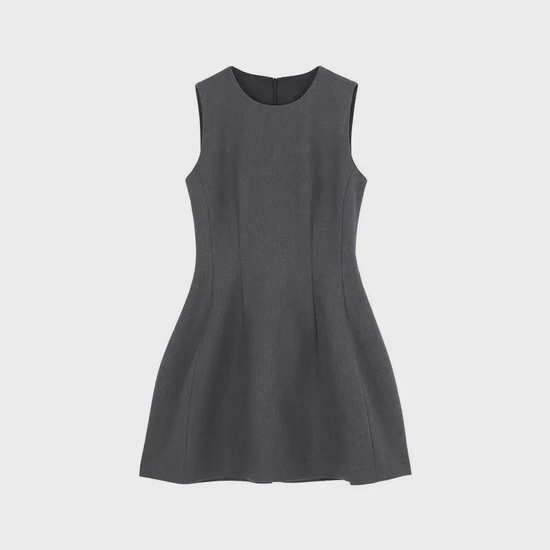 Korean Style Sleeveless Waist Dress - Summer Fashion Round Neck Skirt for Women