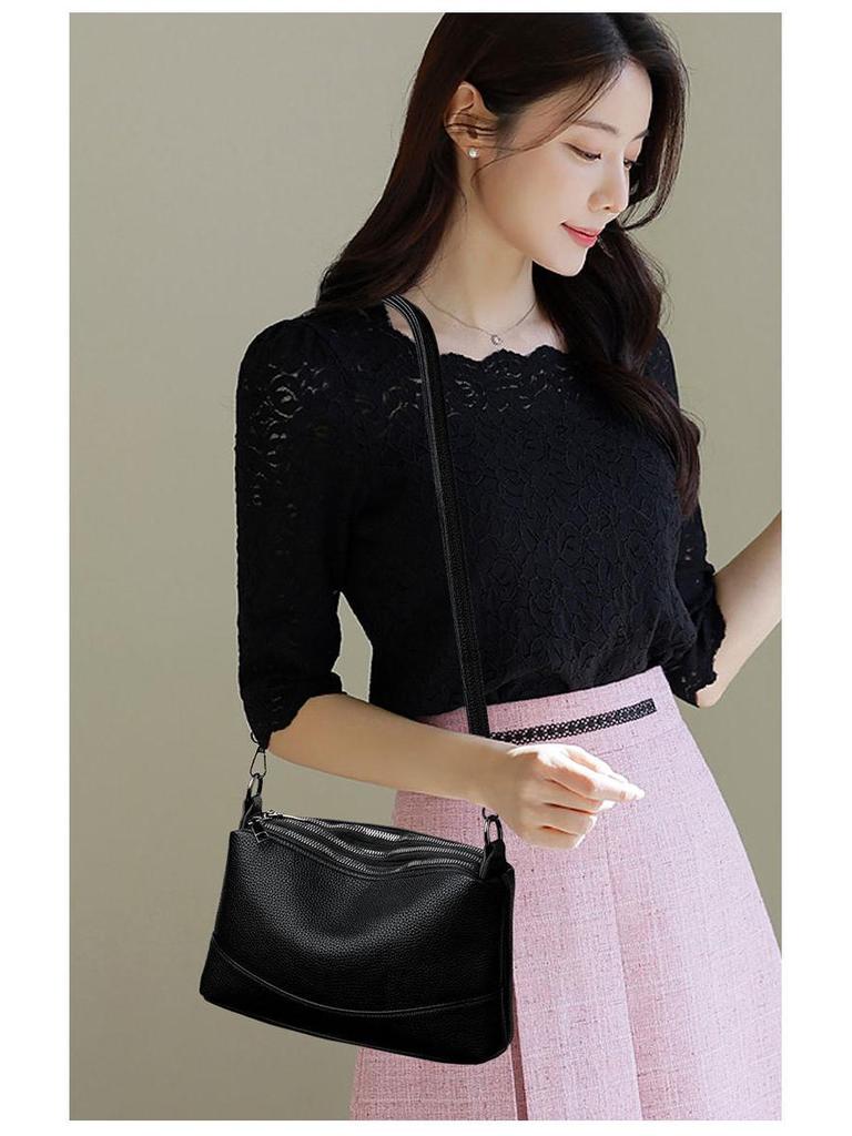 Elegant Women's Soft Leather Large Capacity Crossbody Bag 2025 - Chic Handheld Tote for Commuting Moms