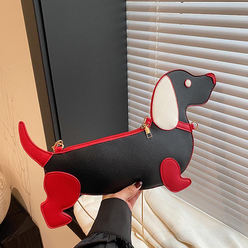 Schoudertas met cartoon hondenontwerp voor dames PU-leer crossbodytassen met ketting gepersonaliseerde rits avondfeest portemonnee satchel CLE