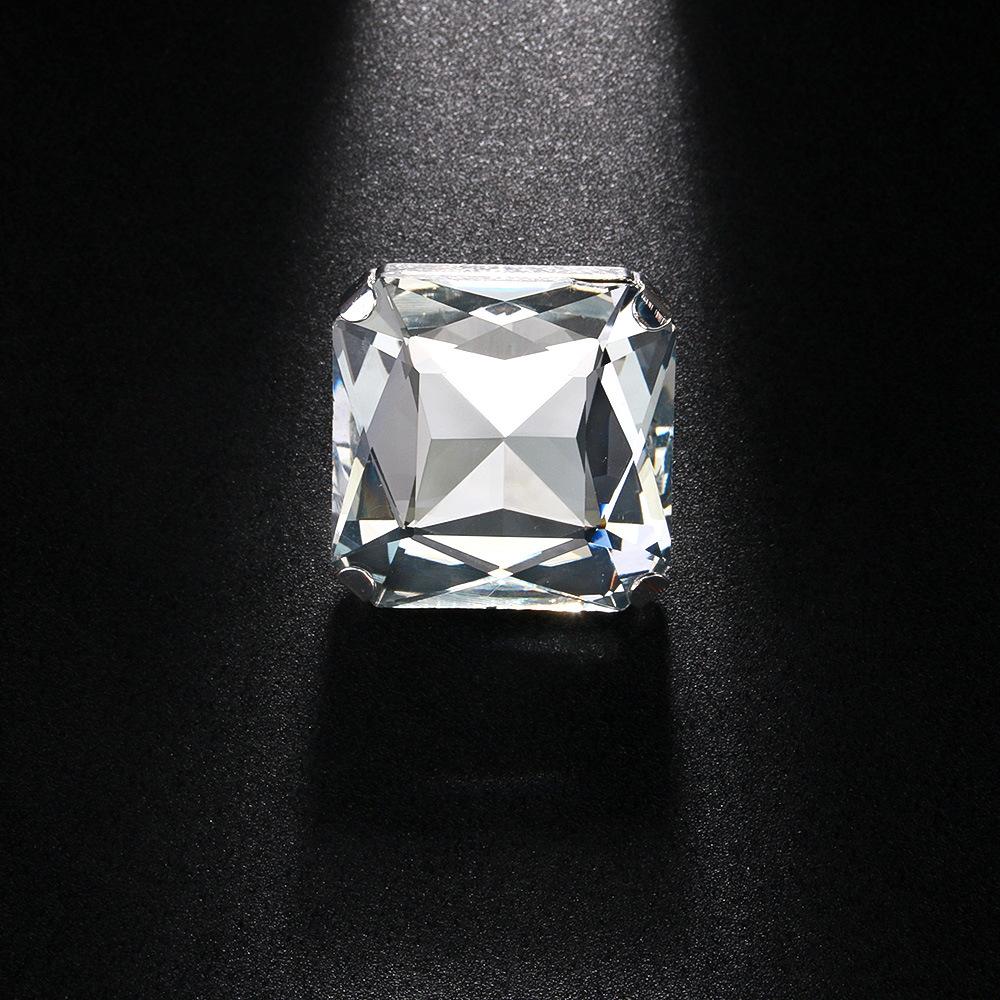 Роскошное квадратное кольцо - Уникальное  Высококачественное  Заявление Кольцо - Открытое Кольцо  Регулируемое  Женский Аксессуар