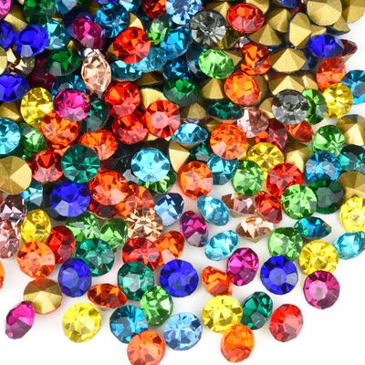 Gioielli con Strass a Punta per Nail Art, Diamanti Colorati Fondo Oro Diamante Impilabile Diamante Rotondo, Ciondolo per Nail Art Accessori per Nail Art
