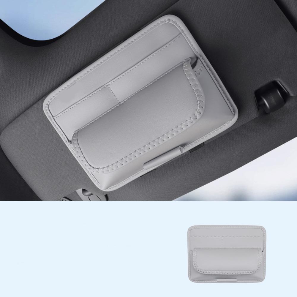 Multi-functional Sun Visor Organizer PU Leather Vehicle Storage Holder Auto Interior серый