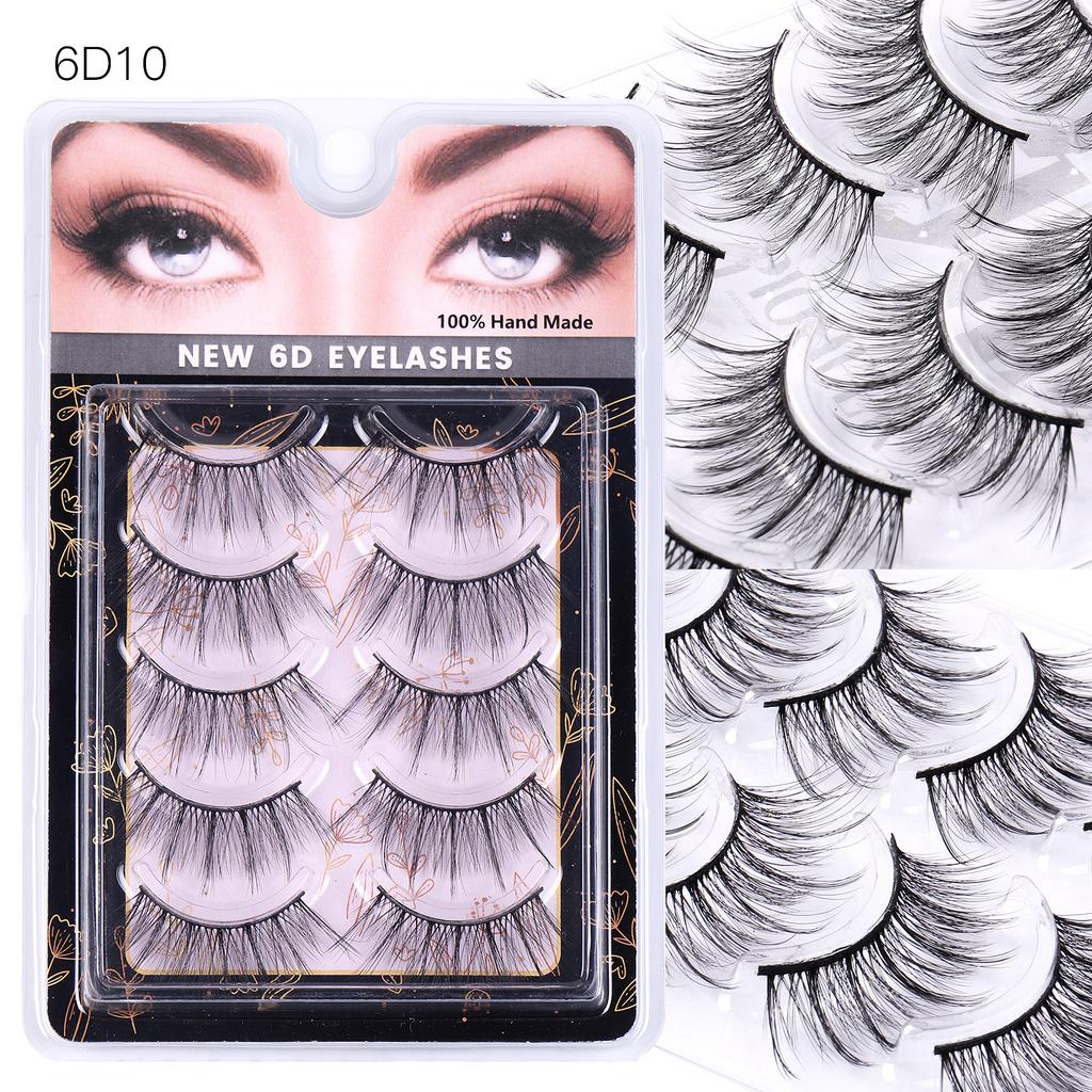 5 Pairs Of Eyelashes 6D Chemical Fiber Three-Dimensional Multi-Layer Crossed False Eyelashes Naturally Curl Eyelashes