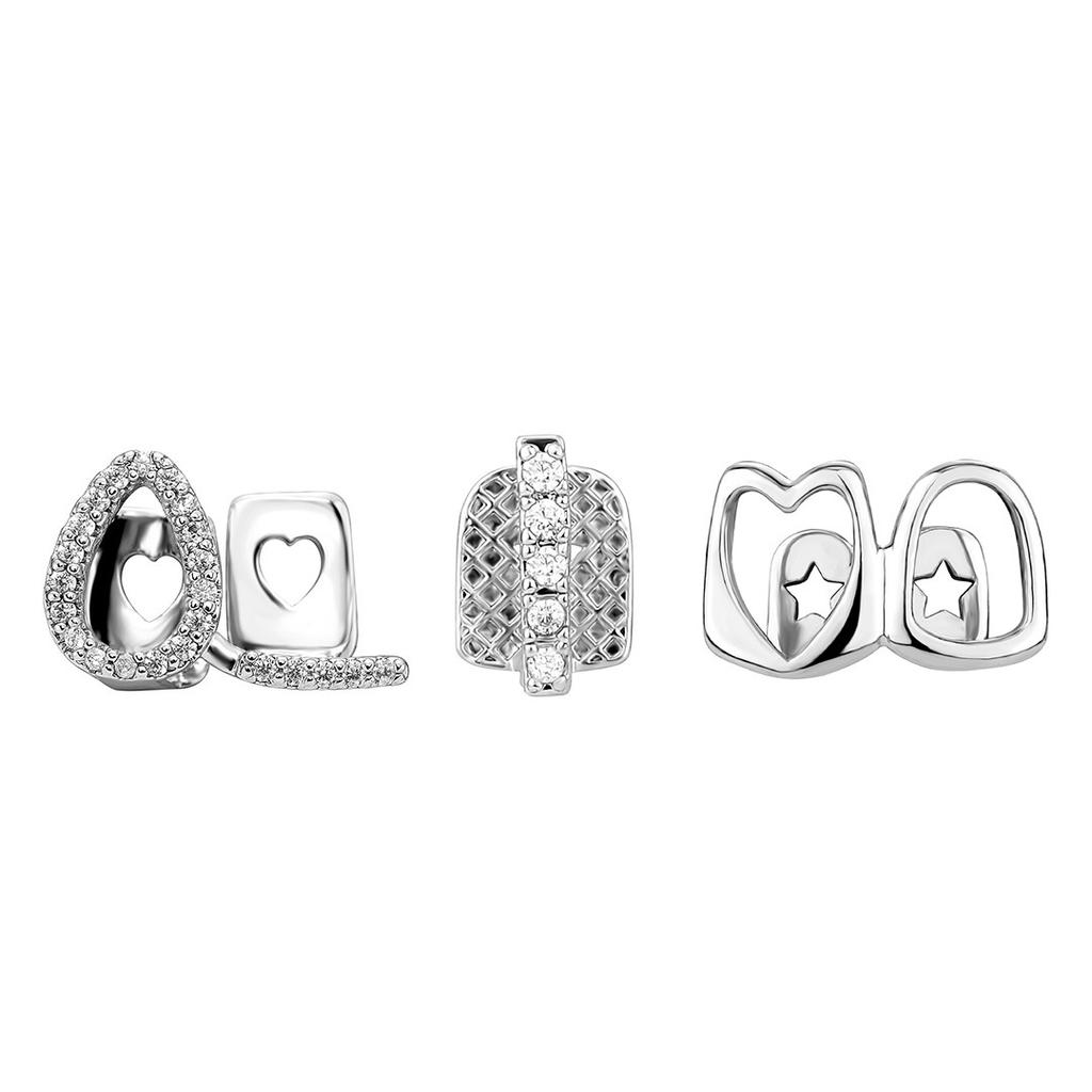 Jin Ao Hollow Heart Double Teeth Bracelet Daily Street Cool Glossy Gold Teeth Hip Hop Versatile Accessories Wholesale