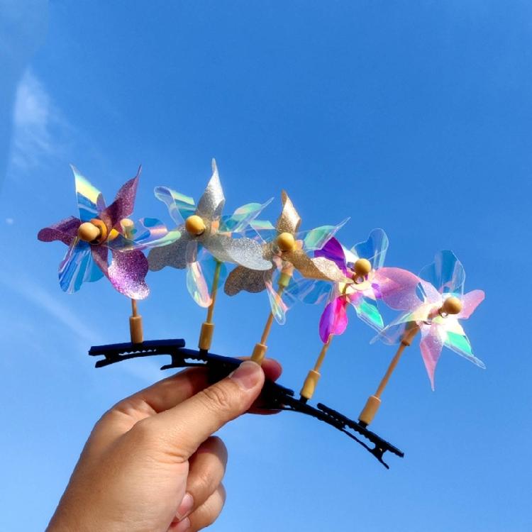 Playful Hair Clips with Spinning Windmills Sweet Charm Hairpin for Children