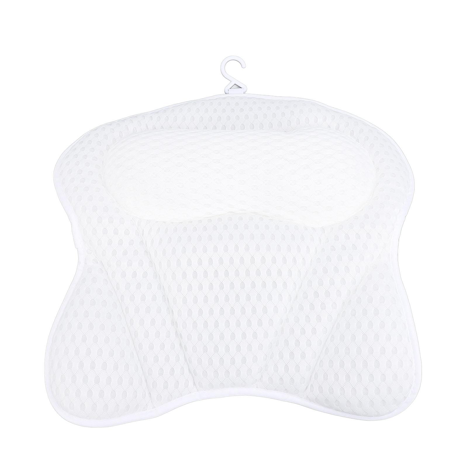 

Подушка для ванны для поддержки шеи и спины, мягкая сетчатая ткань, нескользящие присоски, быстросохнущая, для ванны белый