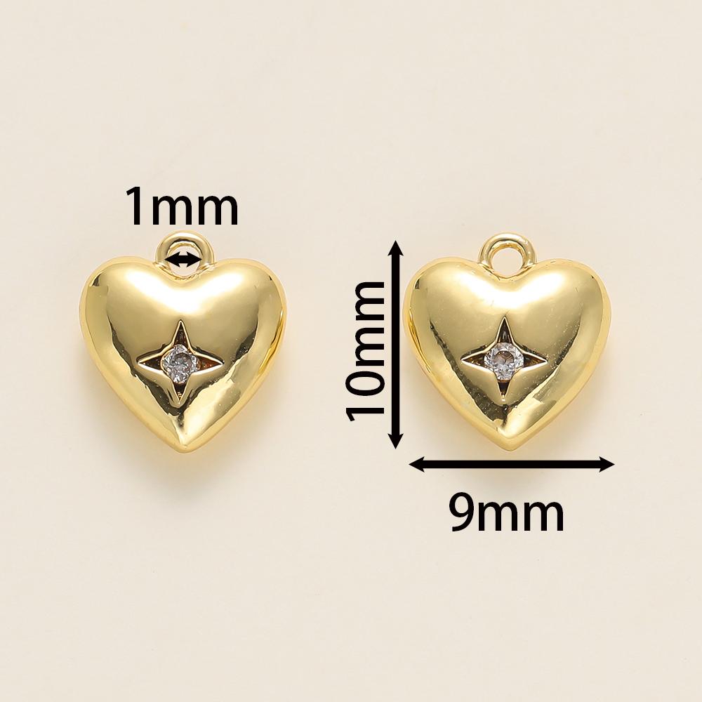 2 Stück/Packung 14/18K Goldfarbe Beschichtete Herzform Anhänger mit Zirkon für Halsketten Armbänder Schmuckherstellung Zubehör