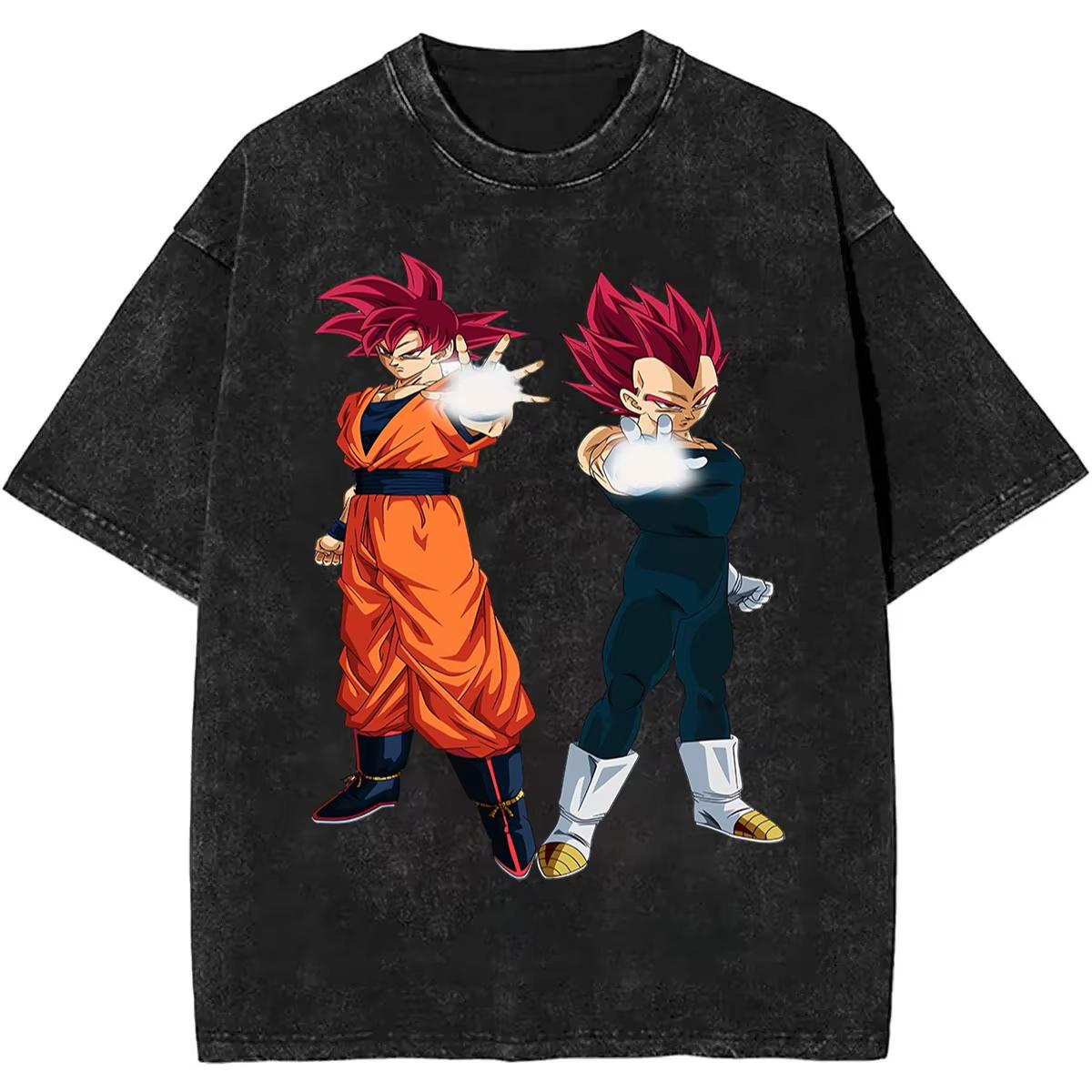 

Vintage Washed Dragon Ball T Shirt with Goku and Gohan Anime Print Streetwear Casual Daily Wear Yk Retro Summer new 2XL