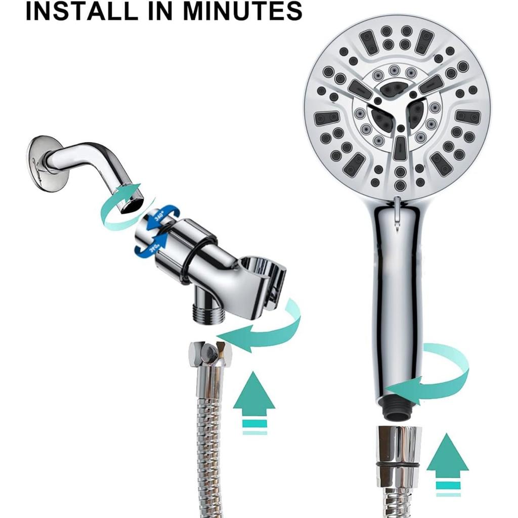 Handheld Shower Head,3pcs Set Showerheads with High Pressure,10 Function Adjustable Shower Heads