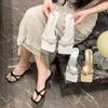Fashion sandals women's 2025 summer new silver temperament thin heel sandals gentle outer slippers evening high heels