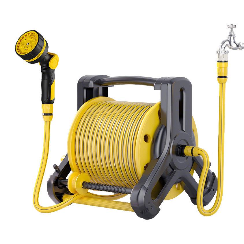 Portable Hose Pipe Storage Rack with High-Pressure Water Gun for Car Washing and Watering