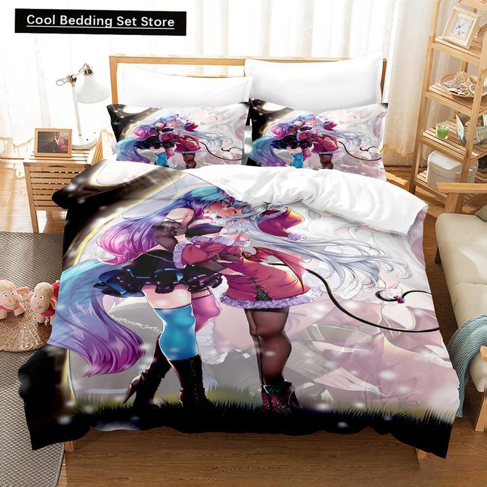 3D Anime Sexy Girls Silvervale VTuber Bedding Set Single Twin Full Queen King Size Bed Set Adult Kid Bedroom Duvet Cover Sets