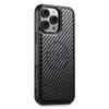 SUTENI H19 For iPhone 16 Pro Magnetic Case Carbon Fiber Texture Leather Back Cover with Card Bag