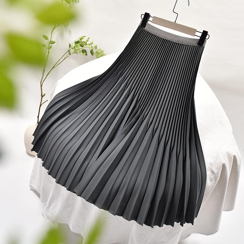 

Новая женская юбка А-силуэта демонстрирует тонкую юбку средней длины для женщин в стиле «пригородный стиль» One Size темно серый