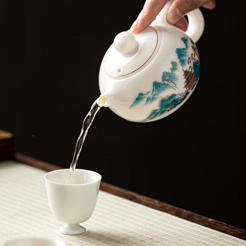 Gold Inlaid Jade Porcelain Xishi Teapot