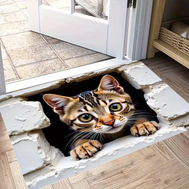

3D Cat Door Mat Rectangular Floor Mat Cute Cat Paw Mat Absorbent Easy To Clean Carpet Suitable Indoor Entrance Kitchen Carpet 30x50cm