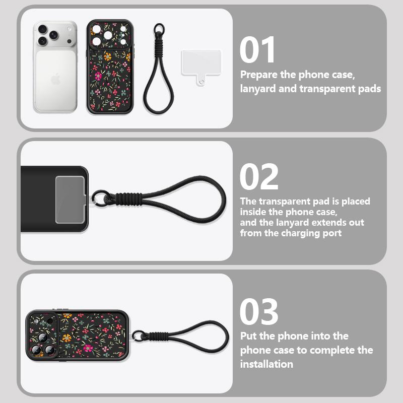 Cartoon Daisies Flower Pattern Lanyard Case For iPhone 17 Pro Max iPhone 16 15 Pro Max 14 13 11 16E 17E Shockproof Bumper Wristband Cover
