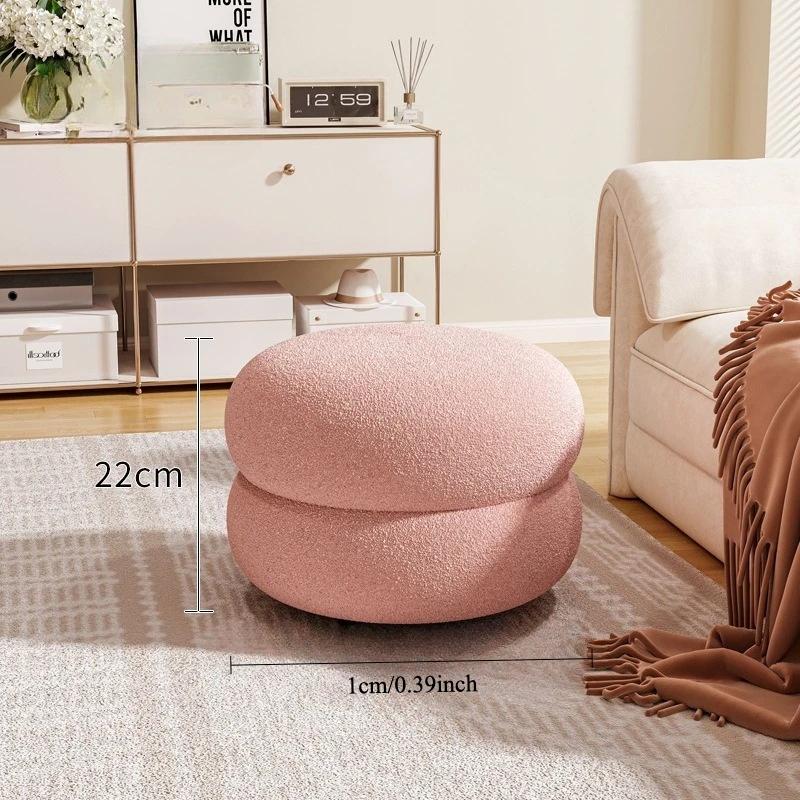 Change Shoe Bench Makeup Seat Porcelain Stool Lounge Footrest with Thick Cushion Modern Velvet Padded Stool Space-Saving Gift
