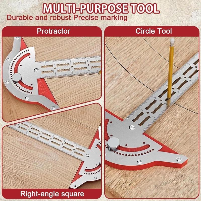 Woodworking Scriber Marking Line Ruler Adjustable Stainless Steel Sliding T-Square Ruler with Adjustable Protractor Angle Finder