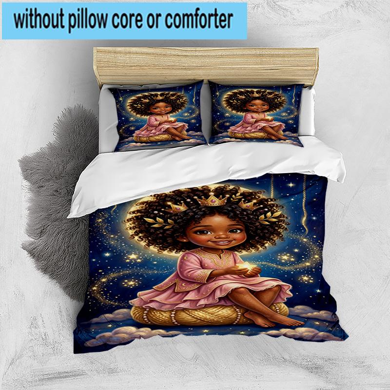 Galactic Princess Adventure 3pcs Bedding,Including 1pc Duvet Cover And 2pcs Pillowcases Perfect for Christmas,Ideal for Bedroom, Dormitory