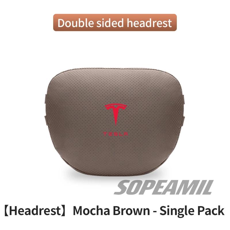 Tesla Cybertruck Model 3 Model Y Model S Model X Car Double-Sided Suede Leather Headrest Neck Support Pillow Seat Waist Cushion