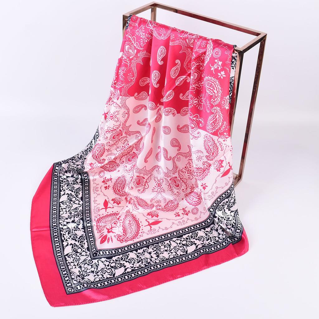 Luxury Floral Silk Square Scarf Women Soft Satin Kerchief Hairband Neckerchief Head Hijab Lady Headband Foulard Bag Ribbon