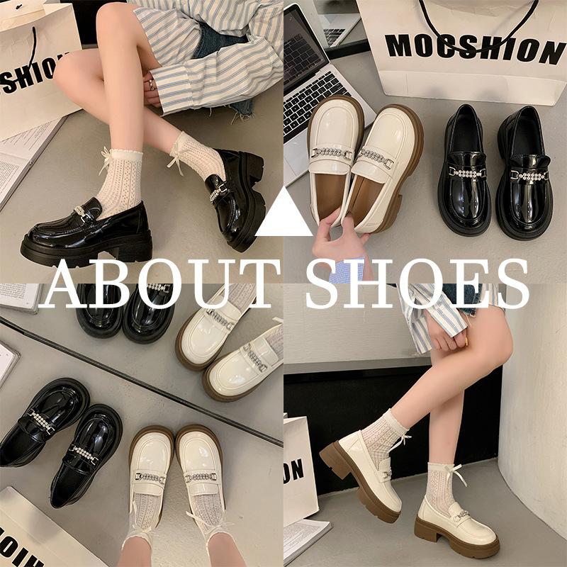 Women's Platform Loafers Slip-On Lug Sole Chunky Heel Penny Loafers for Women Comfortable Business Casual Work Shoes with Metal Chain Dressy Shoes