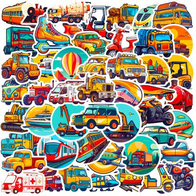 50 Cartoon Transportaufkleber Kinderspielzeug Kognitive Aufklärung Bildung Transporttechnik Autoaufkleber