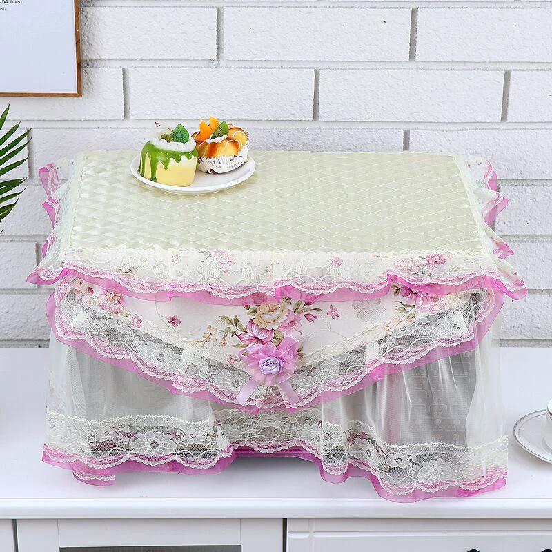 Universal Microwave Oven Cover Lace Oil Dust Proof Cover Embroidered Cute Cartoon Printed Electric Oven Cloth Kitchen Supplies