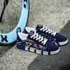YRZL Men's Sports Running Shoes Canvas Geometric Style Lace-Up Sneakers Couples' Fashionable Graffiti Print Skate Shoes Men
