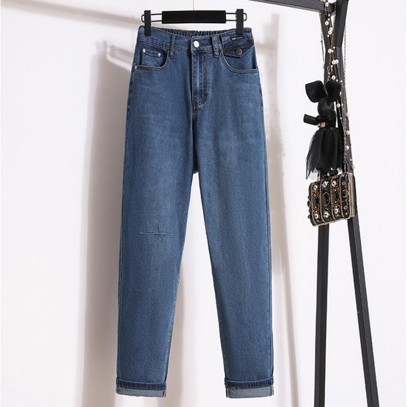 

DIMANAF 2024 Большие размеры, весенние джинсы, длинные брюки, женские свободные винтажные шаровары синего цвета, повседневные базовые женские базовые брюки с высокой талией, тонкие синие брюки 5XL 3XL синий