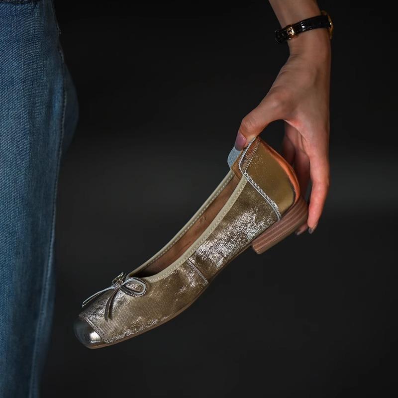 

Shallow Mouth Single Shoe Women s Flat Bottom Soft Soled Shoes 35 золотий