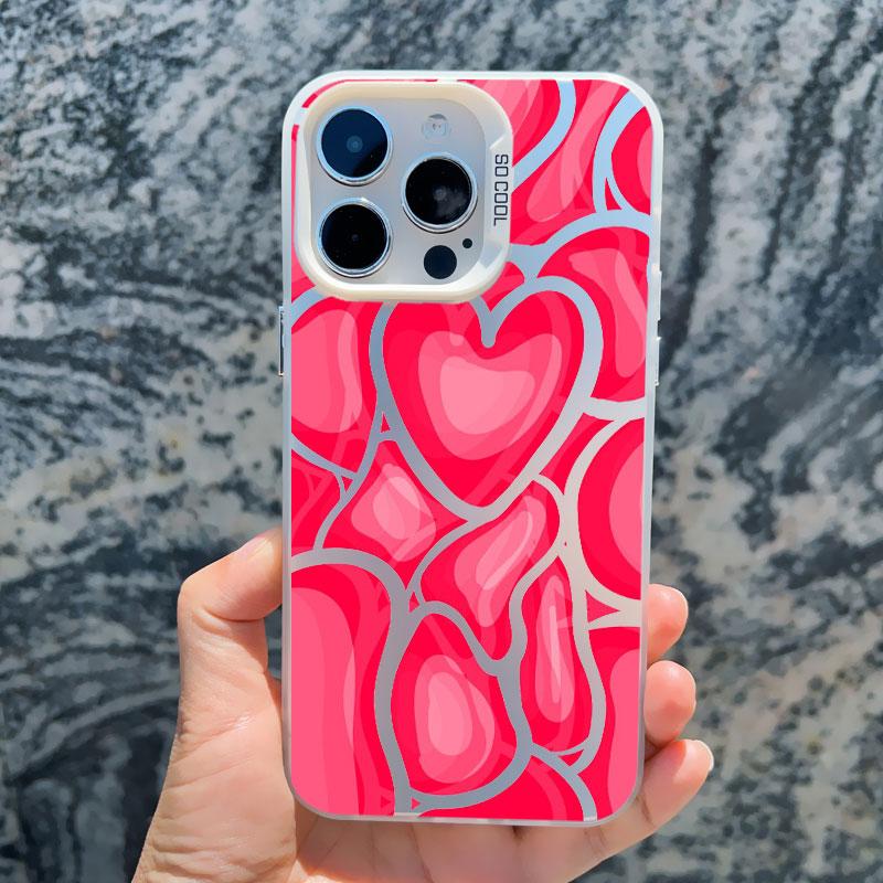 Cute Love Heart IMD Protective Phone Cases for Iphone 16 14 Pro Max Plus 15 11 12 13 Pro Max 13 Mini Plus Shockproof Laser Cover