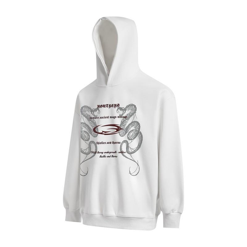 Unisex Oversized Hoodie With Snake Bone Print Streetwear Casual Pullover Men Women