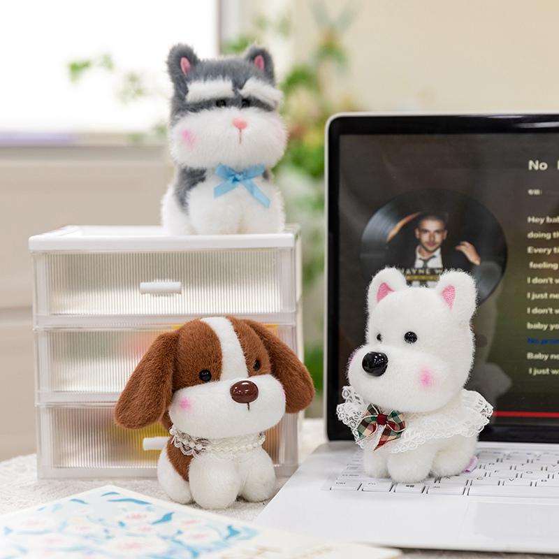 10-12Cm Cartoon Stuffed Animal Penguin Elephant Plushies Soft Toys Kawaii Small Capybara With Mini Bottle Charm Decoration