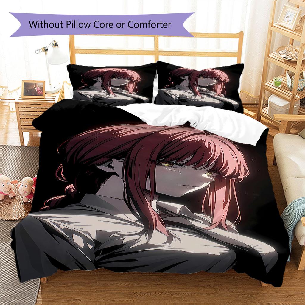 Makima Pattern Bedding,Quilt Set Quilt Cover Pillowcase Home Birthday Gift(1 * duvet cover + 2 * pillowcase, without core)