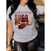 Brown Sugar Lips Women's Tee - Bold Graphic, Casual White Top