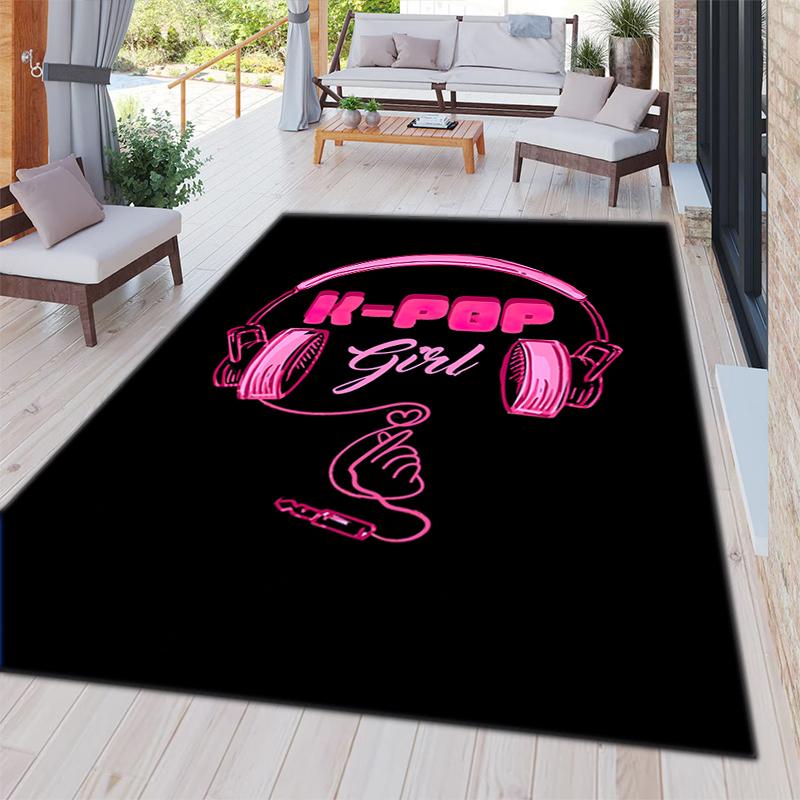 1Pc Musical elements Printed circular carpet, home door mat, outdoor travel protection carpet A5