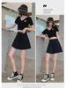 Large Black High-Waist Pleated A-Line Wide-Leg Shorts for Women