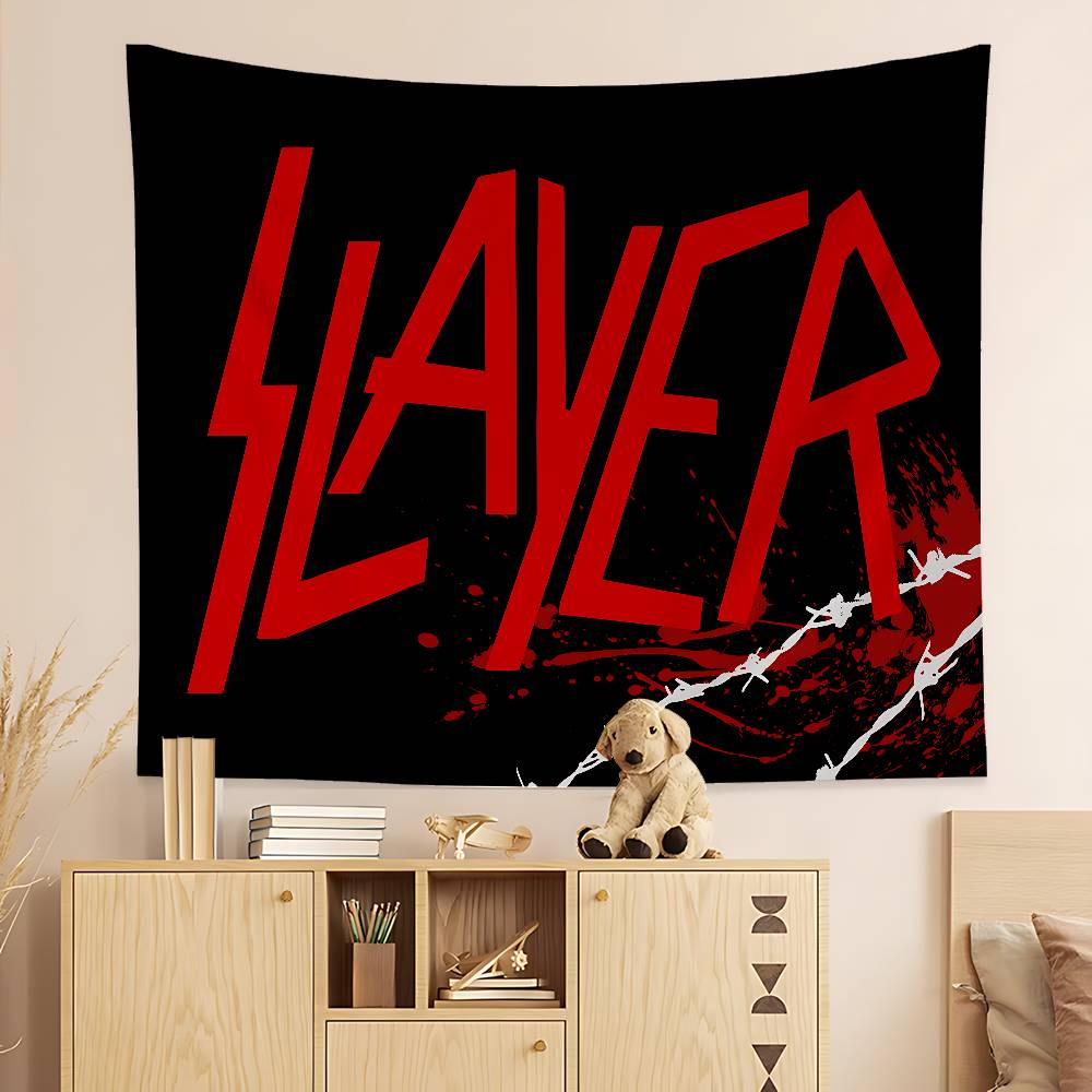 Textilien Unisex Heavy Metal Band Slayer Cartoon Tapestry Art Science Fiction Room Home Decor Wall Hanging Sheets