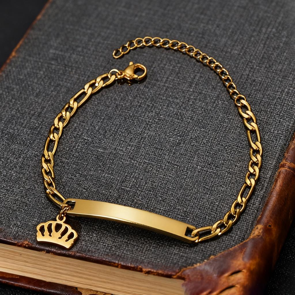 Atoztide Engrave Name Bracelet For Women Mother Kids Stainless Steel Jewelry Heart Adjustable Figaro Chain Personalized Gift