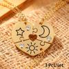 Sun Moon Stars Patchwork BFF Heart Necklace for Best Friends Forever