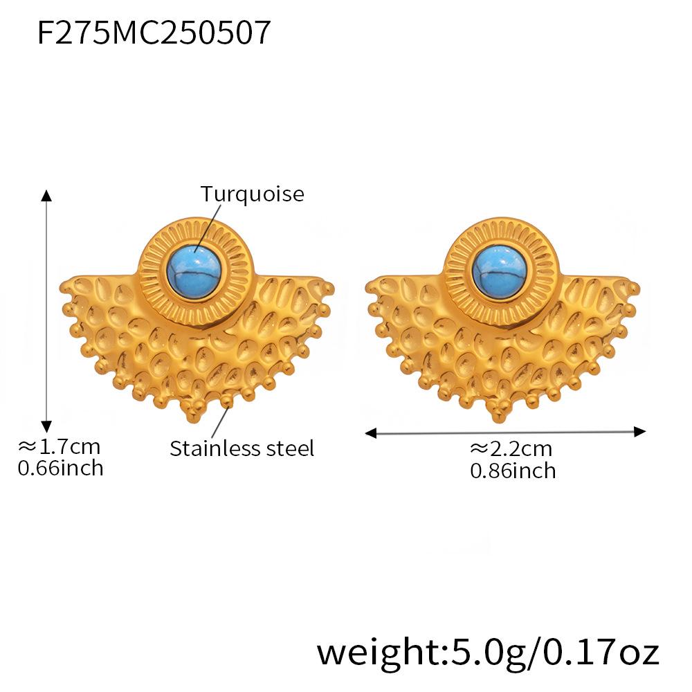 Qiongyao Exquisite 18K Gold-Plated Natural Turquoise Peacock Earrings