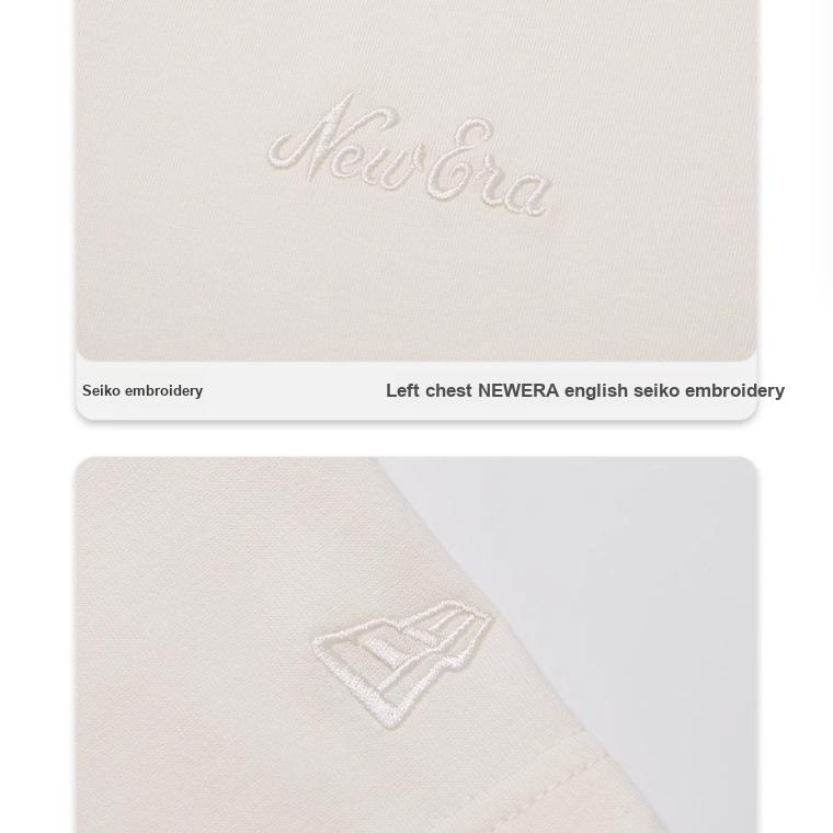 New Era FW24 Basic Series Solid Color Round Neck Short Sleeve T-Shirt Unisex Tops Ivory 14455381